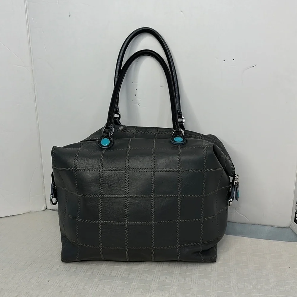 Gabs ITALIAN Tote Bag Blue Leather Woven Patchwork bag